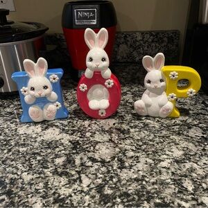 Vintage ceramic "Bunny HOP" Easter Decor